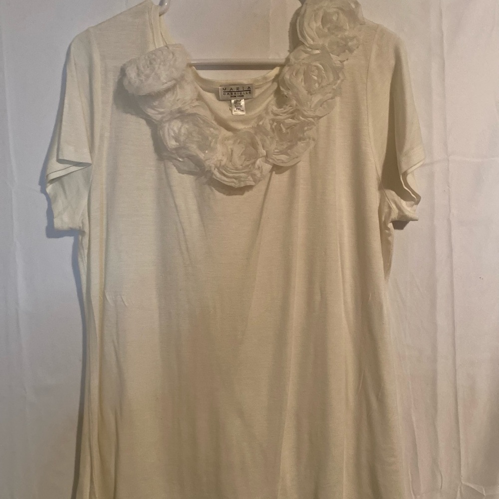 Tulle White Ruffled Bib Collar Short Sleeve Blouse